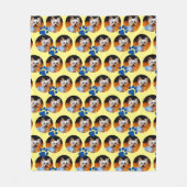 黄色モダンのペットの写真の手の印刷パターンかわいい フリースブランケット (正面)