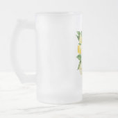 黄色モダンのレモンの枠と名葉付きの フロストグラスビールジョッキ (左)