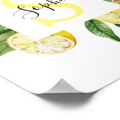 黄色モダンのレモンの枠と名葉付きの ポスター (角)