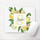 黄色モダンのレモンの枠と名葉付きの マウスパッド (マウス)