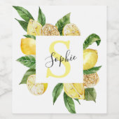 黄色モダンのレモンの枠と名葉付きの ワインラベル (シングルラベル)