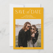 黄色モダンの写真の結婚式の日付を保存 (正面)