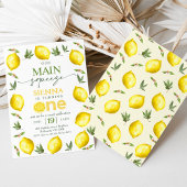 黄色モダンの女の子の私たちのメイン絞り1st誕生日 招待状