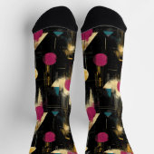 黄色モダンの抽象芸術、ティール（緑がかった色）、マゼンタ（黒） ソックス (上部)