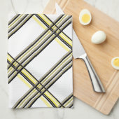 黄色モダンの格子状タオル キッチンタオル (四つ折り)