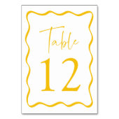 黄色モダンの波状のフレ結婚ーム テーブルナンバー (正面)