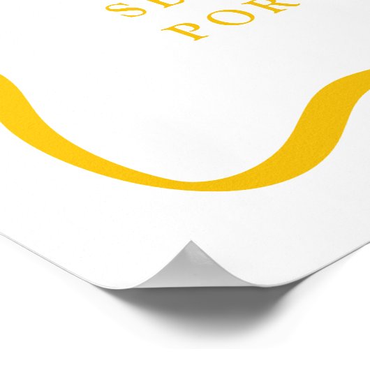 黄色モダンの波状のフレ結婚ーム ポスター (角)