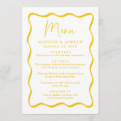 黄色モダンの波状のフレ結婚ーム メニュー (正面)