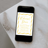 黄色モダンの波状フレームのリハ結婚ーサルディナー 招待状