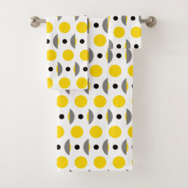 黄色モダンの灰色の丸 バスタオルセット