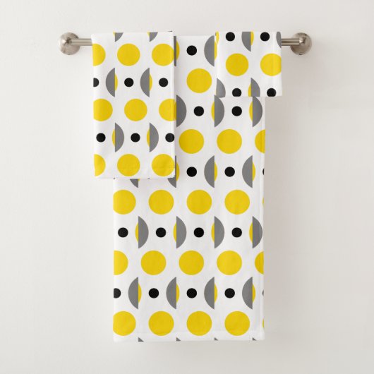 黄色モダンの灰色の丸 バスタオルセット (インサイチュ)