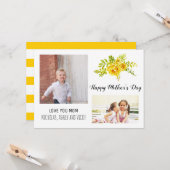 黄色モダンの花の母の日のフローラ写真 カード (正面/裏面インサイチュ)