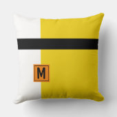 黄色モダンの黒い色のブモノグラムのロック クッション (裏面)