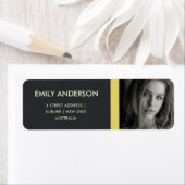 黄色モダンはっきりしたの黒い個人用フォトアドレス ラベル (インサイチュ)