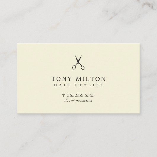 黄色モダンエレガント淡い色の美容師 名刺 (正面)