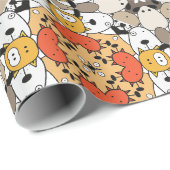 黄色モダンオレンジ色の茶色の犬のパターン ラッピングペーパー (ロールコーナー)