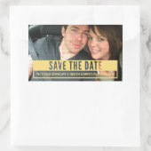 黄色モダンカット日付ステッカーの保存 長方形シール (バッグ)