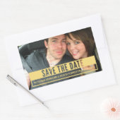 黄色モダンカット日付ステッカーの保存 長方形シール (封筒)