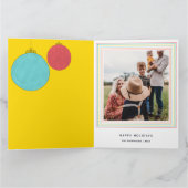 黄色モダンカラフルメリークリスマスワンフォト カード (内部)