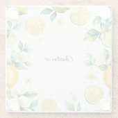 黄色モダンシンプルのレモン水色誕生日 ガラスコースター (裏面)