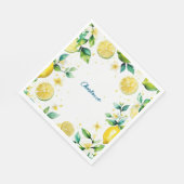 黄色モダンシンプルのレモン水色誕生日 スタンダードランチョンナプキン (角)