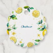 黄色モダンシンプルのレモン水色誕生日 フェイバータグ (正面)