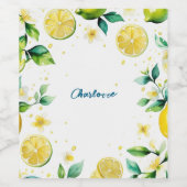 黄色モダンシンプルのレモン水色誕生日 ワインラベル (シングルラベル)