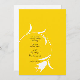 黄色モダンチューリップブライダルシャワー 招待状