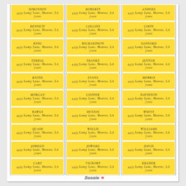 黄色モダンチューリップ結婚住所 シール