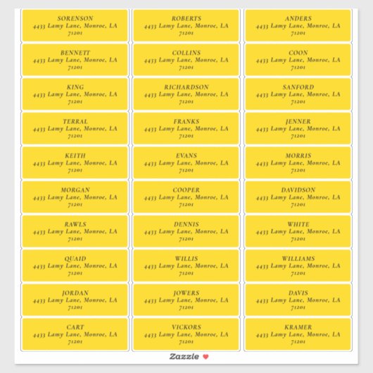 黄色モダンチューリップ結婚住所 シール (シート)