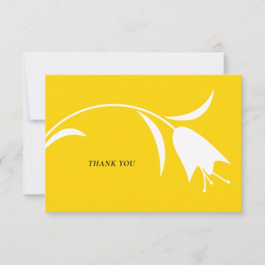 黄色モダンチューリ結婚ップ サンキューカード (正面)