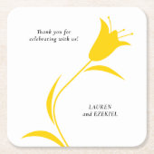 黄色モダンチューリ結婚ップ スクエアペーパーコースター (正面)