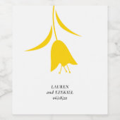 黄色モダンチューリ結婚ップ ワインラベル (シングルラベル)