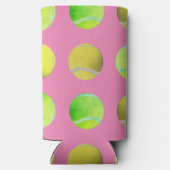 黄色モダンテニスボールパターンプレイヤーピンク スリム缶クーラー (裏面)