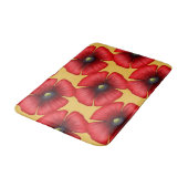 黄色モダンバスマットの赤いポピー模様 バスマット (アングル)