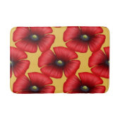 黄色モダンバスマットの赤いポピー模様 バスマット (正面)