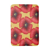 黄色モダンバスマットの赤いポピー模様 バスマット (正面縦)