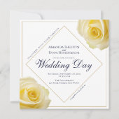 黄色モダンバラフローラ結婚ズ 招待状 (正面)