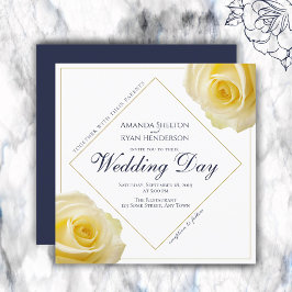 黄色モダンバラフローラ結婚ズ 招待状