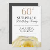 黄色モダンバラ60thサプライズ誕生日パーティー 招待状 (正面/裏面)