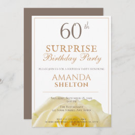 黄色モダンバラ60thサプライズ誕生日パーティー 招待状