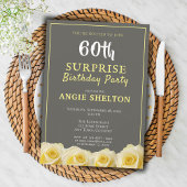 黄色モダンバラ60thサプライズ誕生日パーティー 招待状