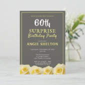 黄色モダンバラ60thサプライズ誕生日パーティー 招待状 (スタンド正面)