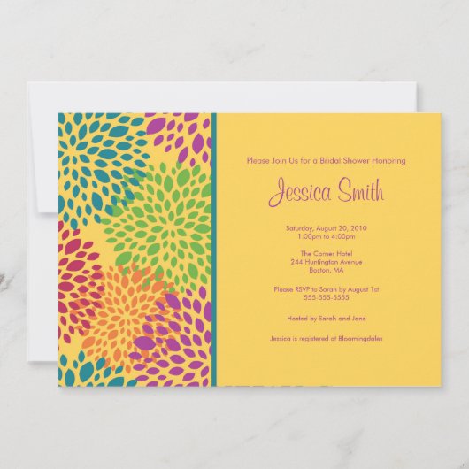 黄色モダンフローラブライダルシャワー招待状 招待状 (正面)