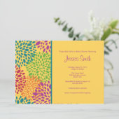 黄色モダンフローラブライダルシャワー招待状 招待状 (スタンド正面)