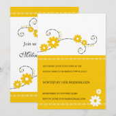 黄色モダンフローラブライダルシャワー   招待状 (正面/裏面)