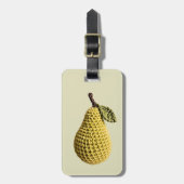 黄色モダンミニマルのクロシェ梨の名前タグ ラゲッジタグ (正面縦)