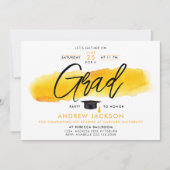 黄色モダンミニマル黒グラッドパーティー水彩 招待状 (正面)