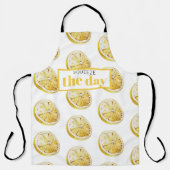 黄色モダンレモンのパターンと絞り日 エプロン (正面)