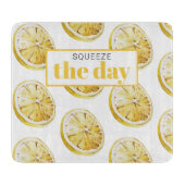 黄色モダンレモンのパターンと絞り日 カッティングボード (正面)